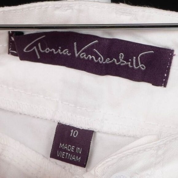 Gloria Vanderbilt Shorts 10 Womens White Cargo Pockets Elastic Waist Cotton - Picture 4 of 5